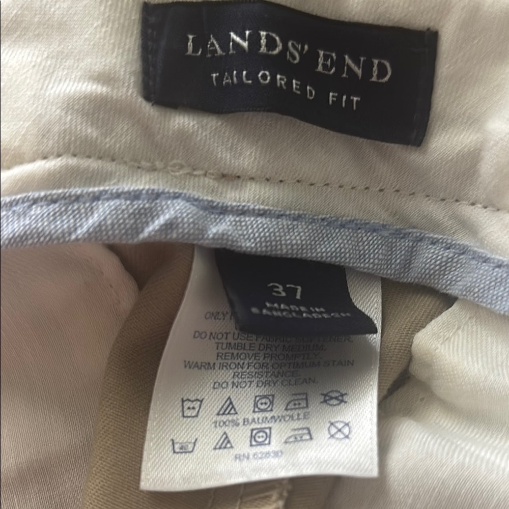 ❤️3 for $15!❤️ Lands' End Tan Chinos Classic Cotton Twill - Picture 2 of 5
